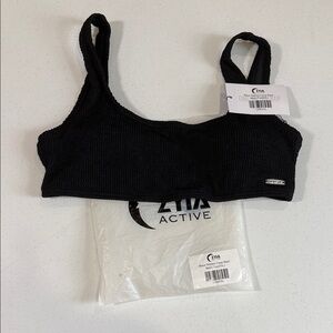 ZYIA Black Ribbed Clasp Back Bikini Top 1366XXL